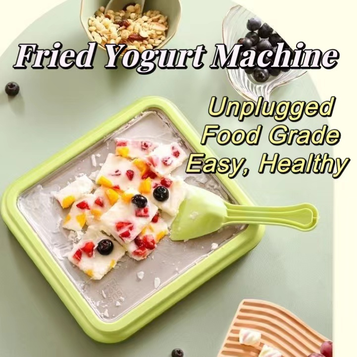 [Tutu] Dedicated Children Fried Yogurt Machine Fried Ice Cream Machine Unplugged Mini Small Yogurt Maker Ice Cream Maker Household Fried Ice Maker Fried Ice Tray Kitchen Appliances