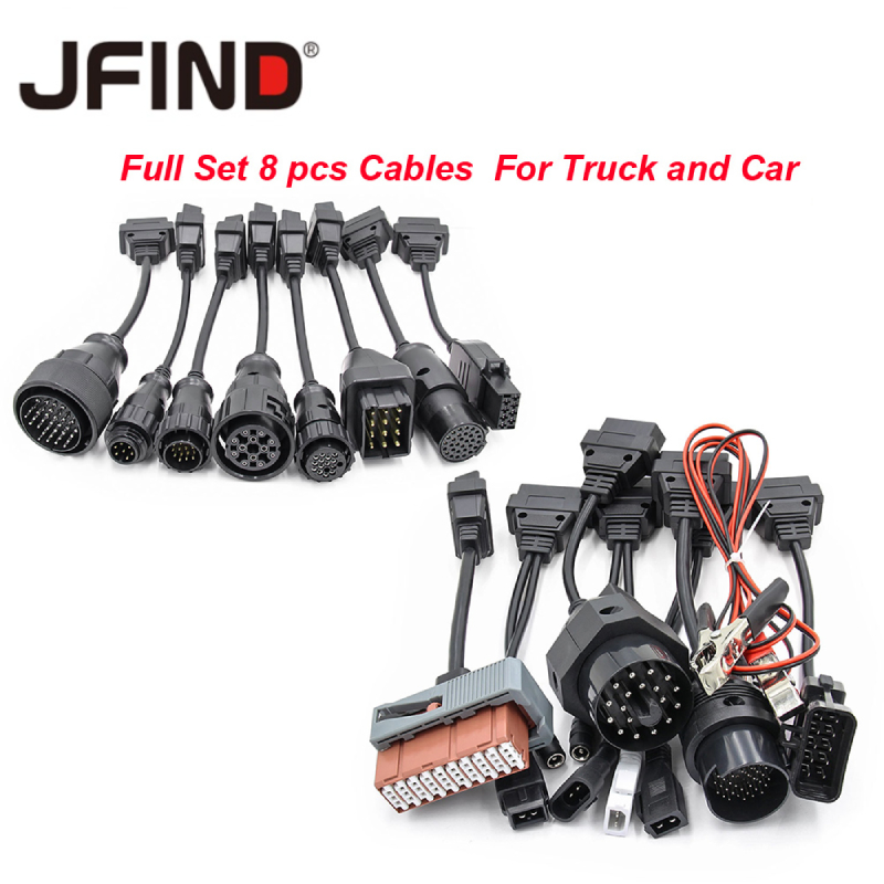 Full Set 8 Cables Car Truck Extension Cables OBD To OBD2 Scanner Car Diagnostic Auto Tool For Scania For cdp TCS Pro For BMW