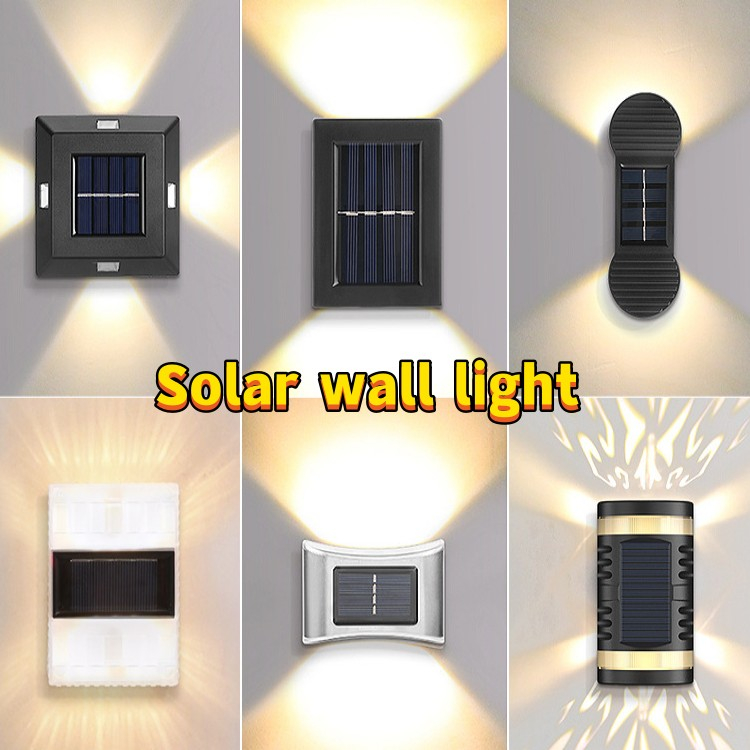 Ready stockSolar Wall Light Outdoor Light IP65 Waterproof Courtyard Street Garden Wall Lamp Lampu Hiasan Dinding Solar Wall Light Up-Down Lighting Lamp Staircase light fence light LED wall washing light Solar lamp