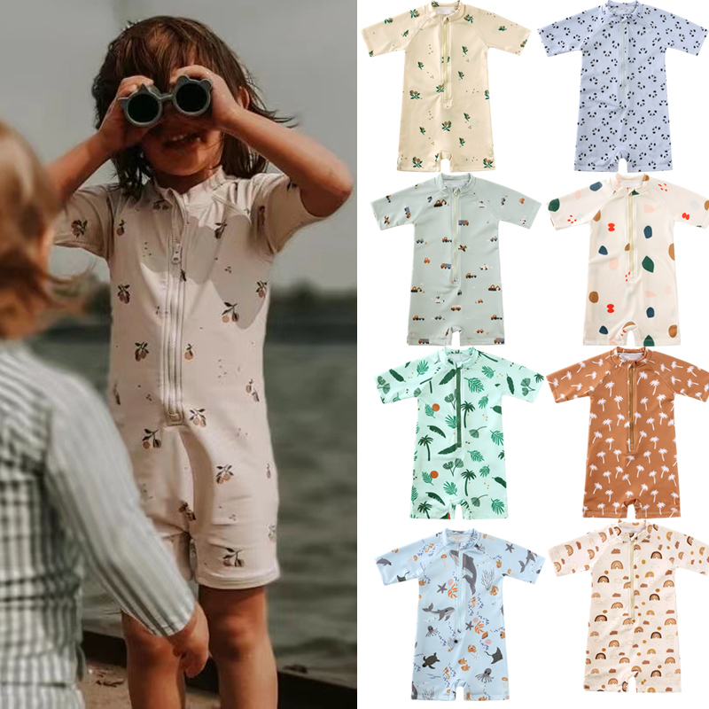 2Pcs baju renang budak kids swimming suit boy girl swimsuit baby one piece swimwear summer sunscreen baju renang baby