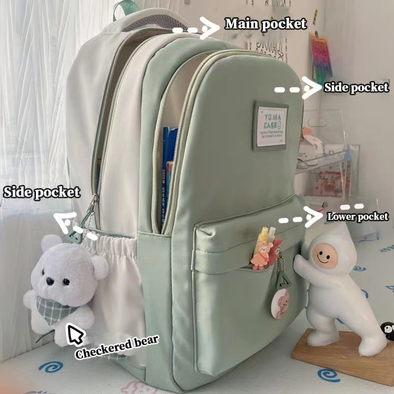 [Ready Stock Free Shipping] Schoolbag Female Student Korean Version Mori Series Versatile Influencer Large-Capacity Junior High School University Burden-Reducing Backpack Dirt @ backpacks