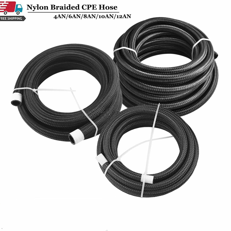 AN4/AN6/AN8/AN10/AN12 Universal Car Fuel Hose Oil Gas Line Nylon Braided Inside CPE Rubber Pipeline Brake Clutch Hoses Fuel Injection Line Engine Oil Cooler Hose Pipe 1M