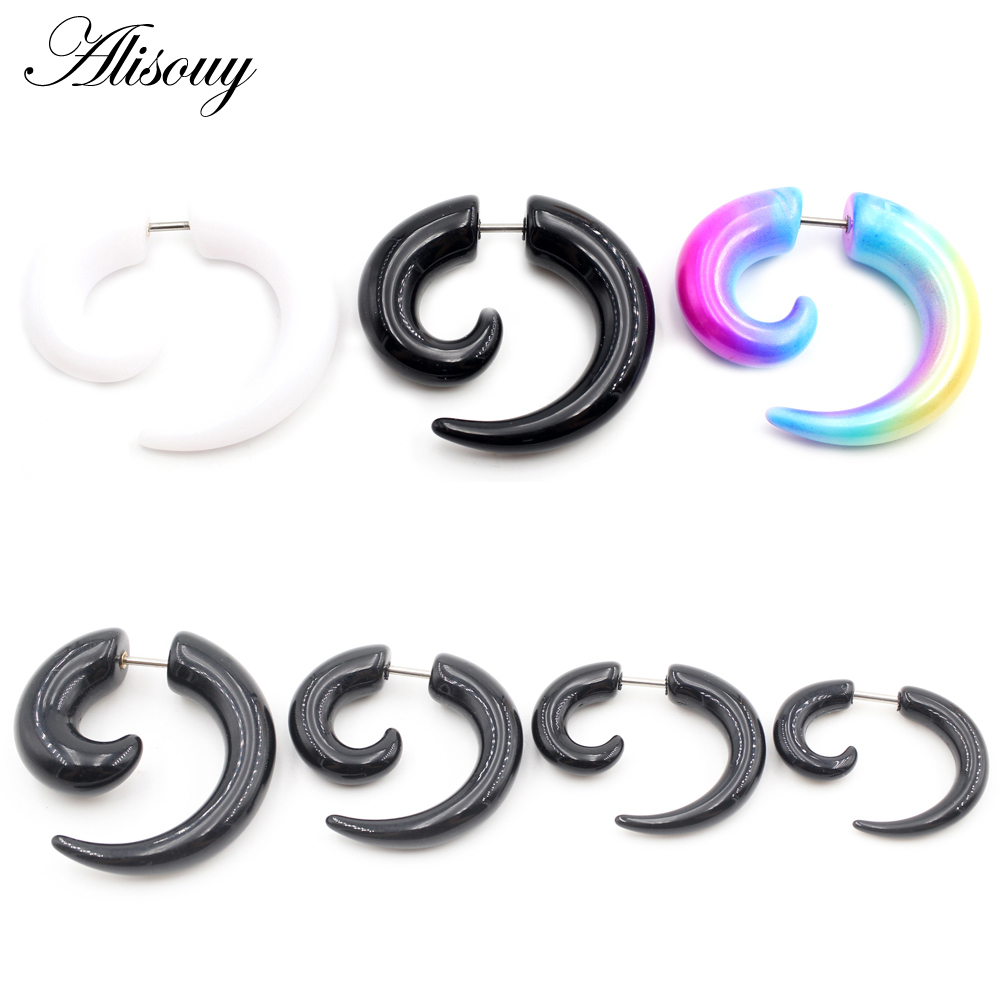 Alisouy 2 Pieces Rainbow Acrylic Fake Cheater Spiral Ear Tunnel Plugs Taper Stretcher Expanders Gauge Earring Piercing Body Jewelry