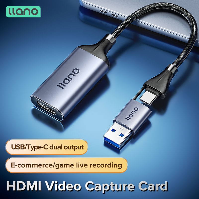 llano Video Capture Card HDMI to USB 1080P Game Capture Card Recorder Device for Gaming Teaching Conference Broadcasting