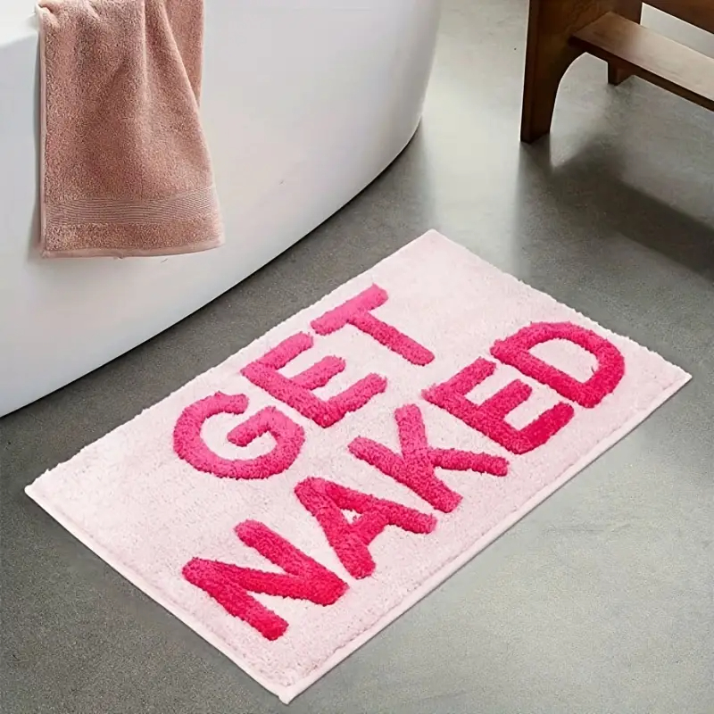 Pink Get Naked Tufted Rug Bathroom Rug Cute Bathtub Mat Entrance Doormat Living Room Apartment Decor Soft Tufted Carpet