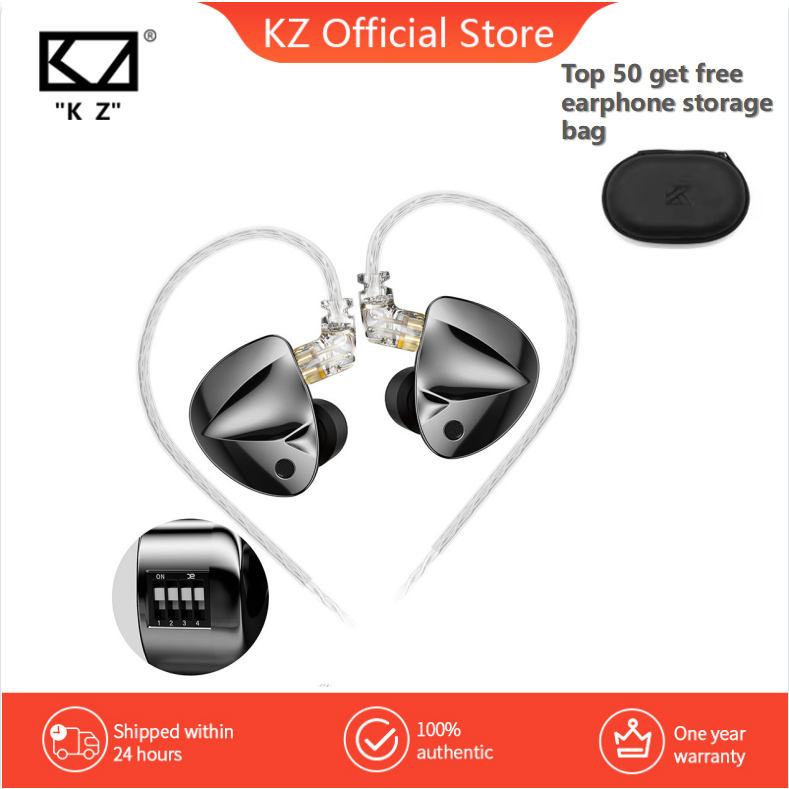 KZ D-FI In-ear headphone High-quality Noise-cancelling Lightweight Stereo Sporty earphone gaming （Adjustable audio curve）BLACK C PIN