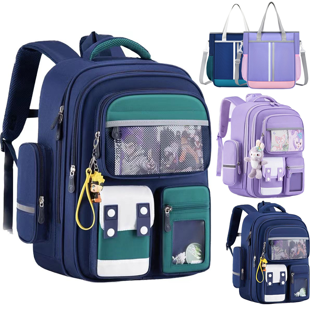 The new elementary school students schoolbag children's schoolbag reduce the burden of ultra-light large capacity children's shoulder bags 1-6 grade