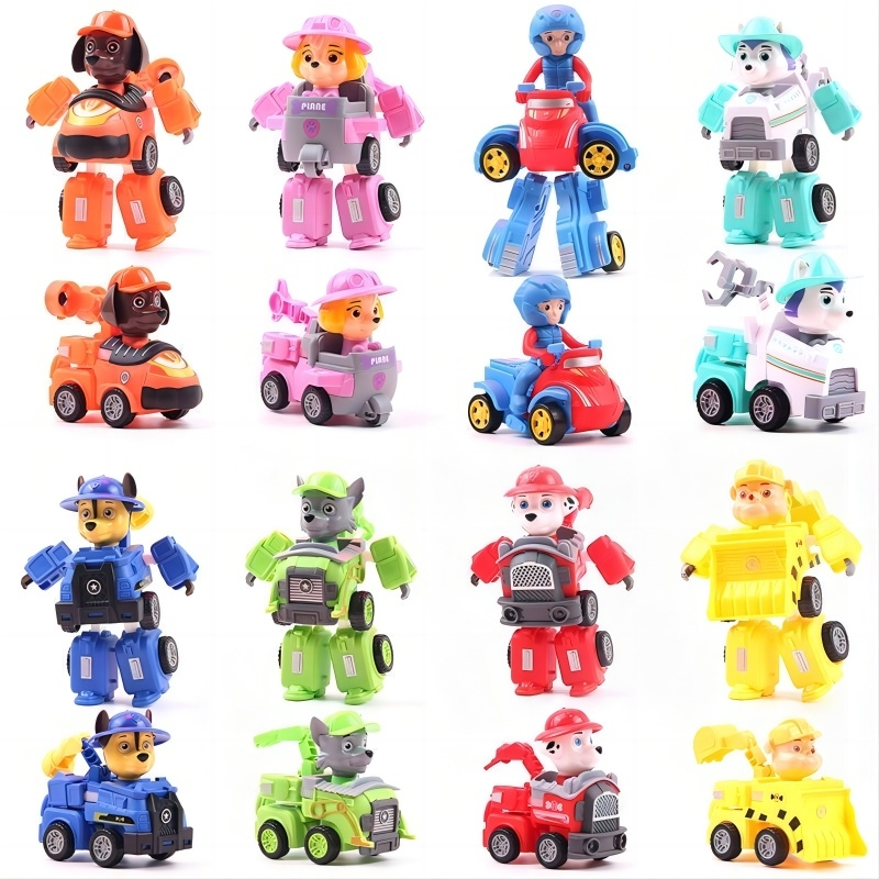 Paw Patrol Children's Transforming Toy Car Dog Rescue Team Cartoon Transforming Robot Toy Gift Car Modeling Toy YL003