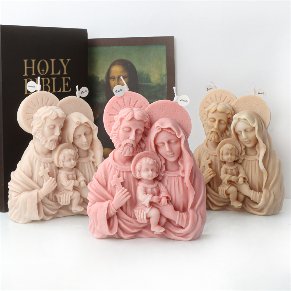 Catholic Virgin Family Silicone Candle Mold DIY Jesus Embracing Baby Portrait Resin Plaster Making Tool Handmade Soap Molud