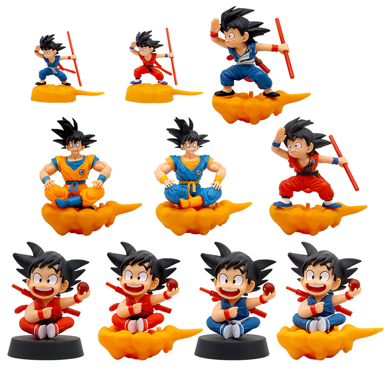 10 Style 8-14cm Anime Dragon Ball Z Childhood Son Goku Kakarotto Somersault Cloud Q Version Cake Decoration PVC Action Figures Model Dolls Toys Gifts