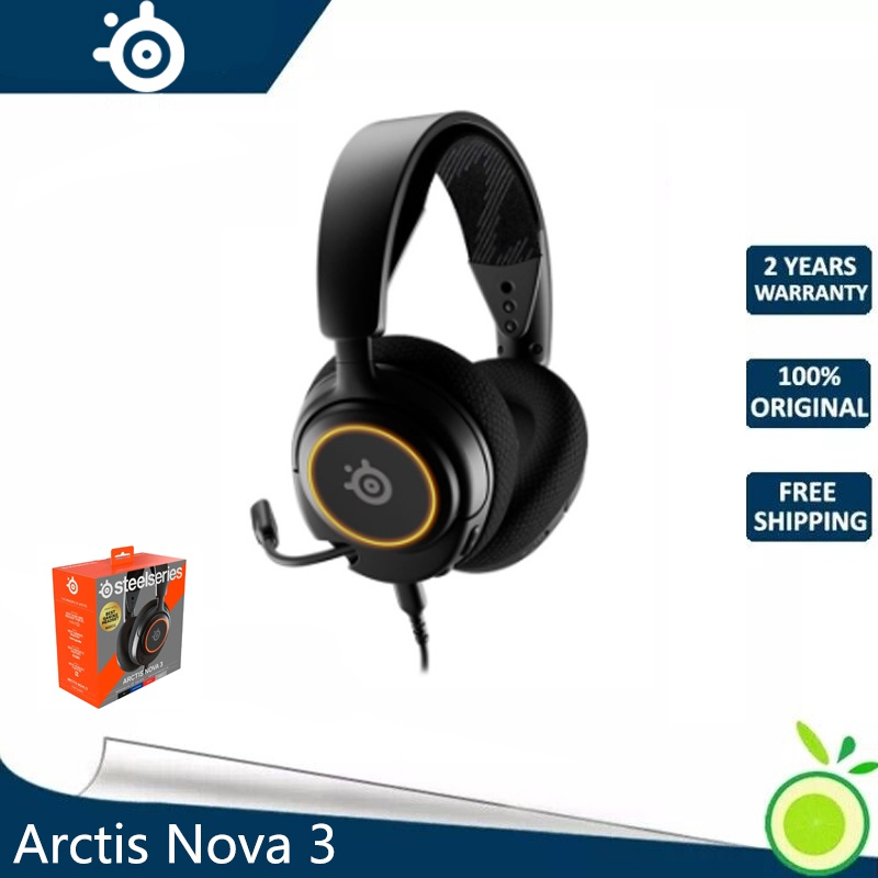 SteelSeries Arctis Nova 3 PrismSync RGB Lighting, AI Noise-Cancelling Wired Gaming Headset