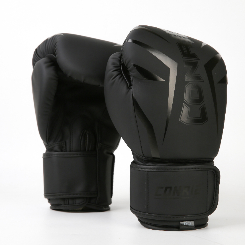 Professional Adult Kick Boxing Gloves Men Women MMA Muay Thai Fight Glove All Black 10oz-16oz