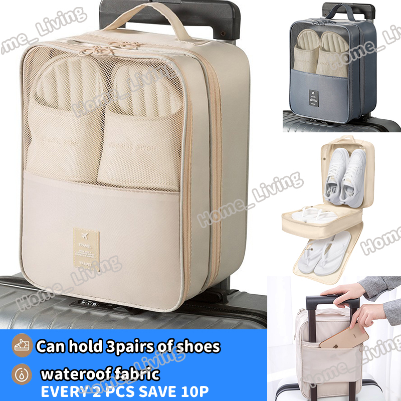 3 Layers Travel Shoe Bag Portable Organizer Storage Bag For 3 Pairs Of Shoes Can Hung On The luggage
