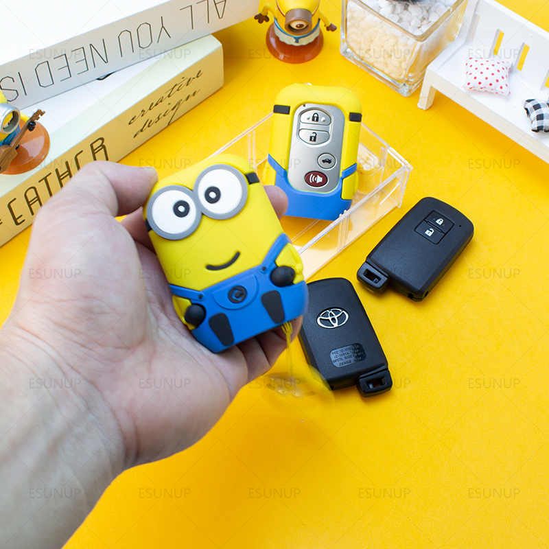 Cartoon Minions key cover for Toyota Altis / Camry / Harrier 2014-2019 Keyless Remote Car Key Protection Casing