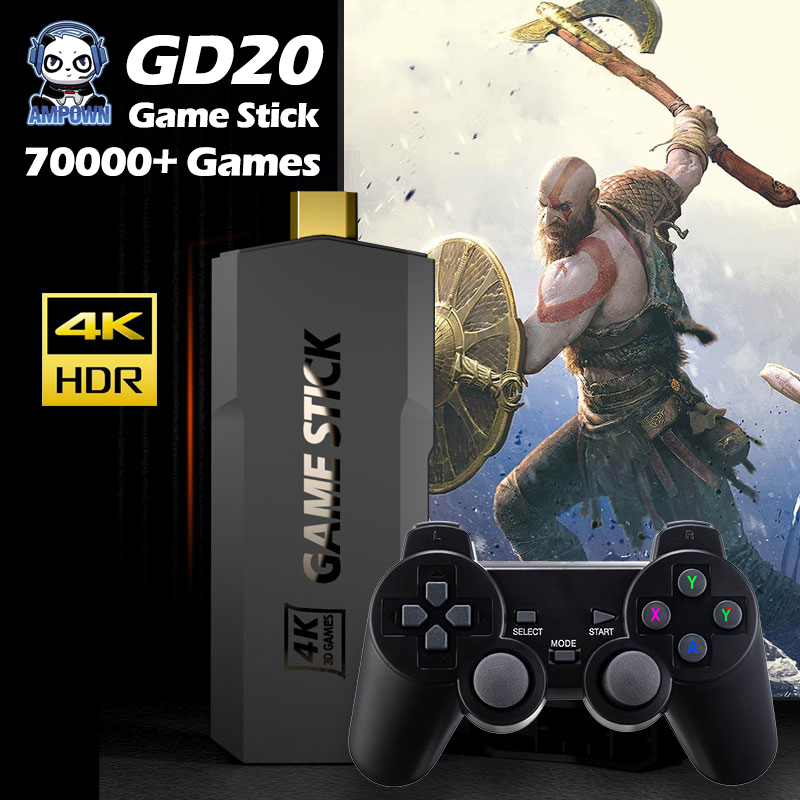 GD20 Video Game Console 4K Game Stick 2.4G Wirelss Controller Gamepad With 70000 Retro Games PS1 PSP