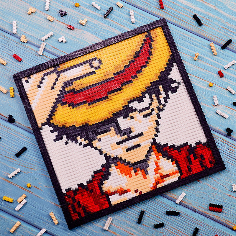 Lego Building Block Wall Painting One Piece Naruto Pixel Decorative Painting Assembling Toy One Piece Birthday Gift Painting