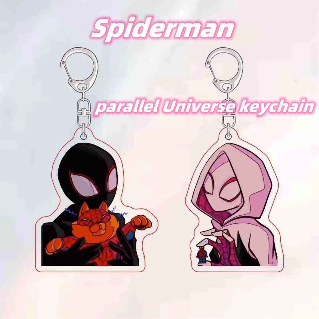 Spider-man parallel universe Cross Universe Gwen Miles couple key chain Schoolbag pendant