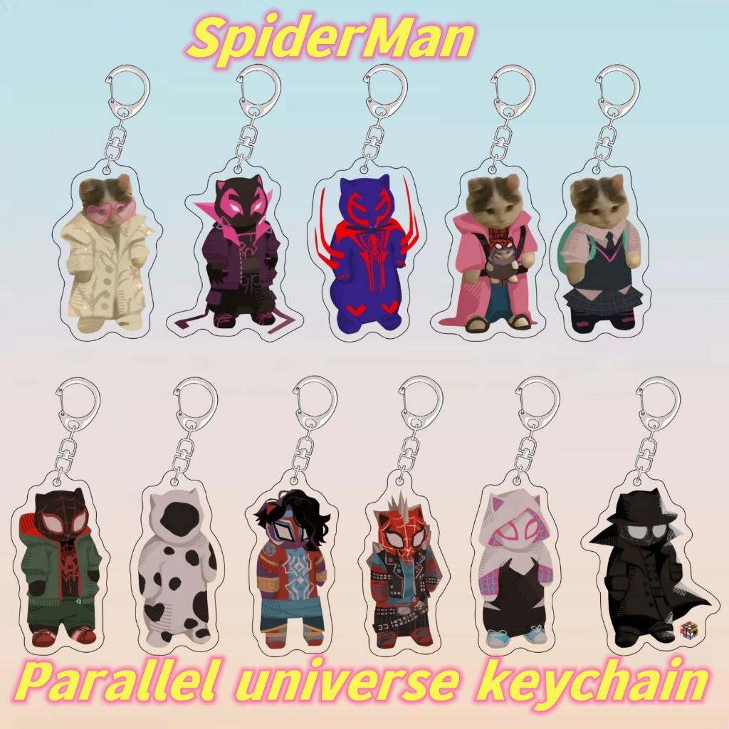 Spider-man cross Universe Cat man keychain Miles Gwen spoof cat girlfriends gift couple pendant情侣钥匙扣书包挂件