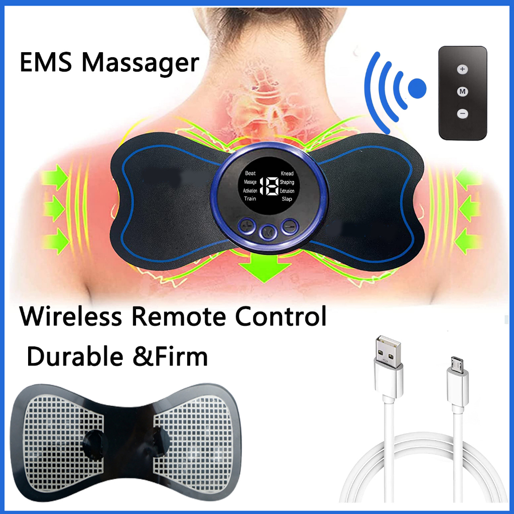 HB EMS Cervical Massage Shoulder Massager Sticker Waist Therapy Patch Leg Massage USB Rechargable With Remote Controller