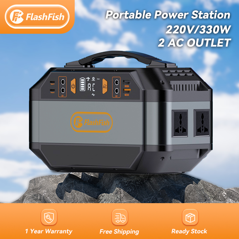 330W 299Wh | Flashfish P56 Solar Power Generator Portable Power Station with 2 Pure Sine Wave AC outputs (Selangor Ready Stock)