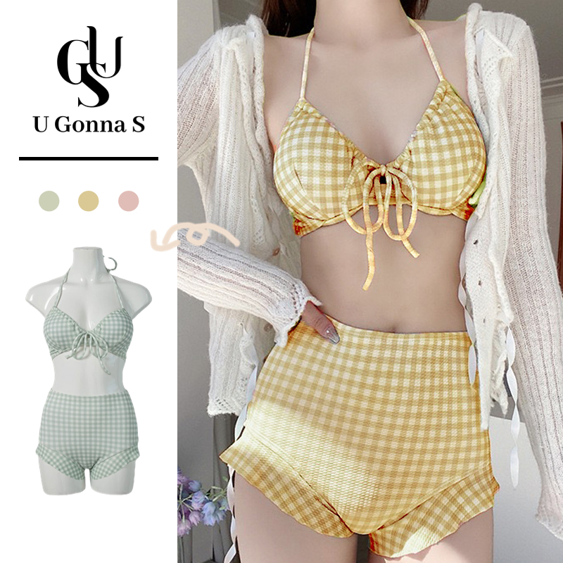 U Gonna S Swimsuit Bikini Woman Two Piece Sleeveless Sexy 3 Colors With Bra Pad Simple Vintage Elegant Solid Color Elastic Fashion 2023