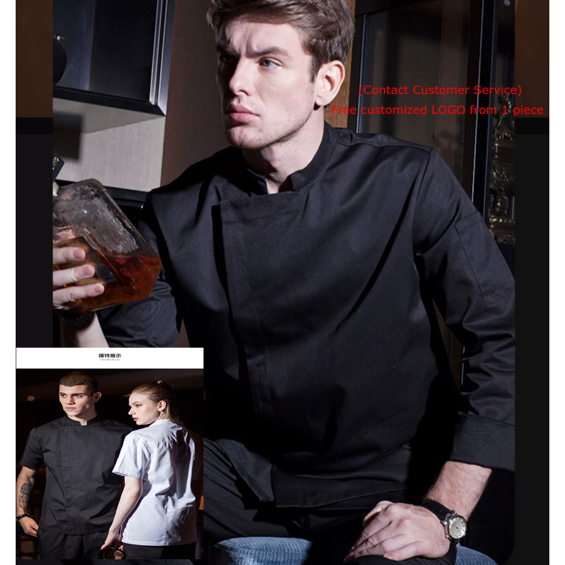 Ready Stock Chef uniform short-sleeved male restaurant hotel chef work uniform female large size chef uniform suit uniform school uniform Baju chef Uniform for girls