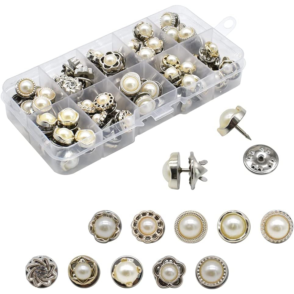 （FREE BOX） 50pcsWomen Shirt Brooch Buttons Safty Button Pins Blouse Pins for Crafts Women Shirt Safety Brooch Buttons