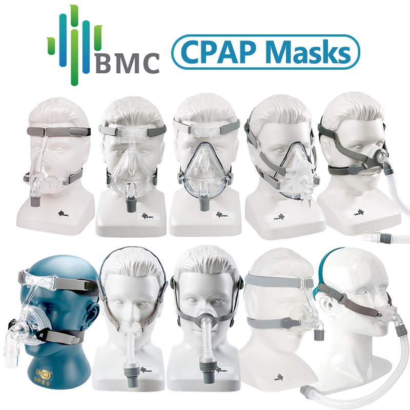 BMC Nasal and Full Face CPAP Mask Auto CPAP BiPAP Accessories With Headgear Grey Headband Use for Sleep Apnea and Snoring