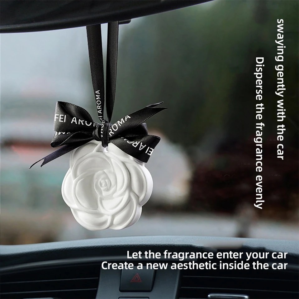 Wardrobe Aromatherapy Camellia Car Rearview Mirror Pendant Plaster Fragrance Wax Piece Car aromatherapy Perfumed gypsum Bedroom Home Long-Lasting Deodorant Persistent fragrance retention Girl