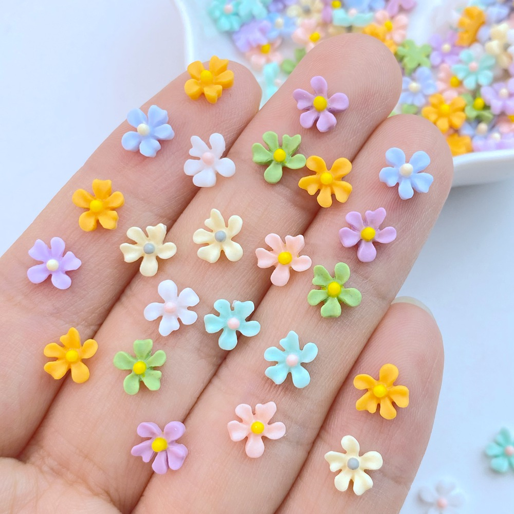 100 Pieces Mini 6mm Manicure Cherry Blossom Resin Decorations Crafts Earrings Feeding Decorations DIY