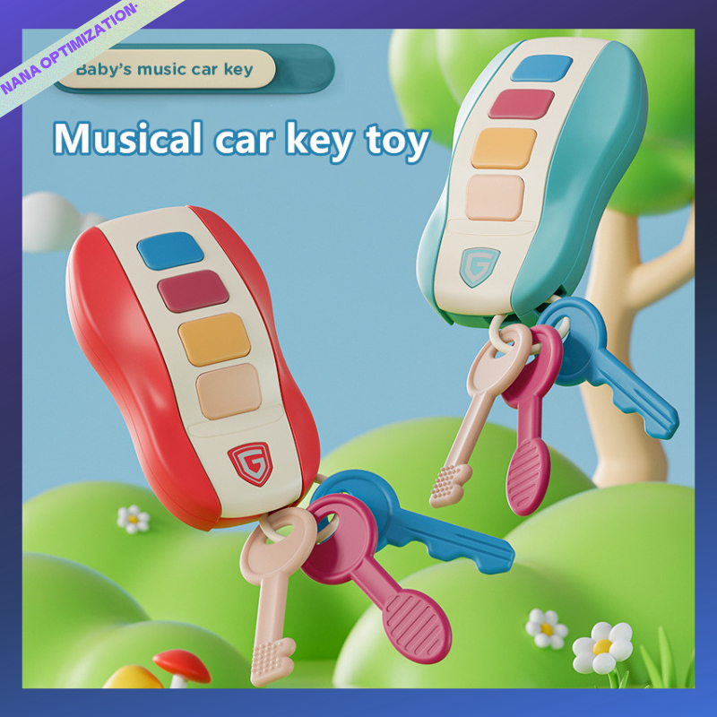 Car keychain Music key car children's simulation toy remote control Light music early childhood education educational interactive toys