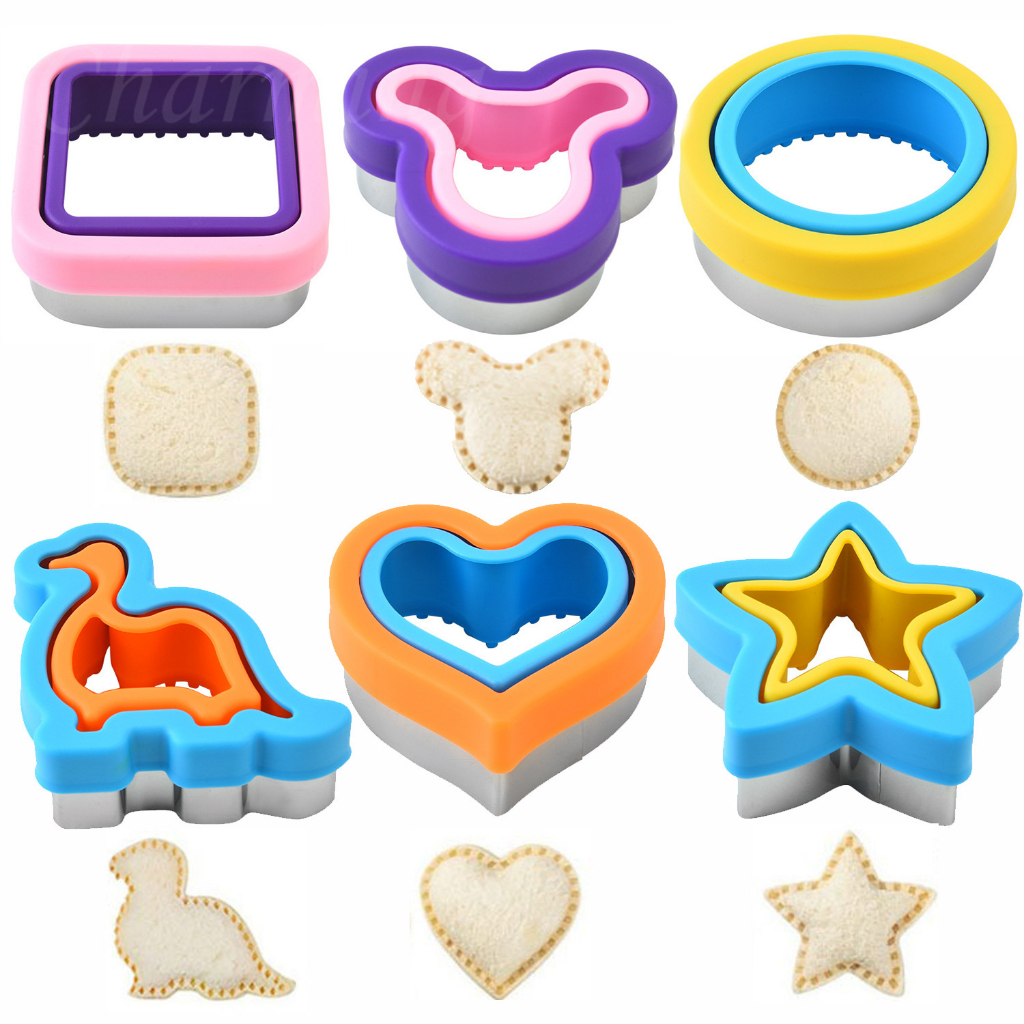 ❉ Stainless Steel Sandwich Mold Dinosaur Star Heart Shaped Toast Bread Mould Biscuit Cookie Cutter Kids DIY Bento Maker Tool