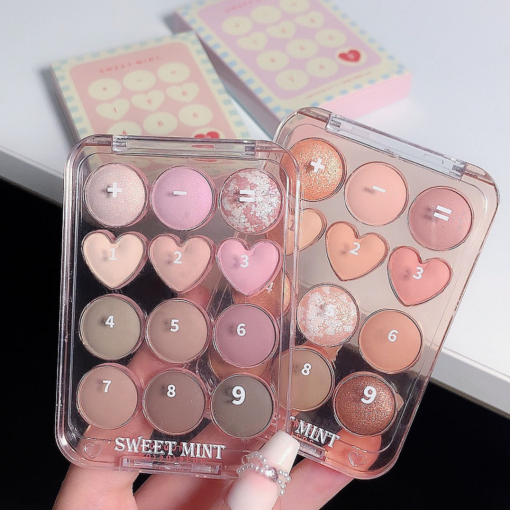 sweet mint 12-Color Glitter Eye Shadow Palette Pearly Eyeshadow Palette Nude Long Lasting Korean Charming Eyes Make Up Palette Cosmetics NO.HR429