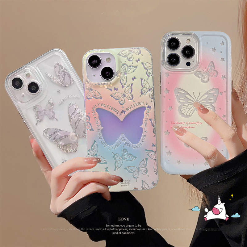 Fantasy Butterfly Phone Case Compatible for IPhone 14 13 11 12 Pro Max 6 6s 7 8 Plus 7Plus 8Plus XR X XS MAX Shockproof Angel Eyes Camera Protector Transparent Clear Back Cover