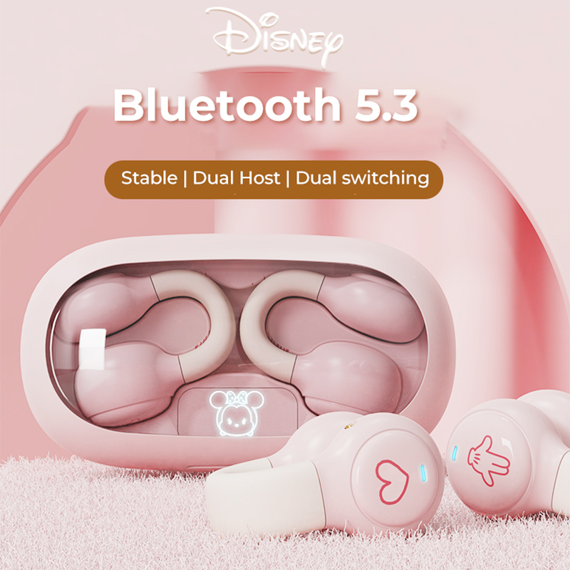 Disney Clip-On Wireless Earphones HIFI Sound Quality Headphones Noise Cancelling Gaming Video Dual Host Sports Bluetooth Headset