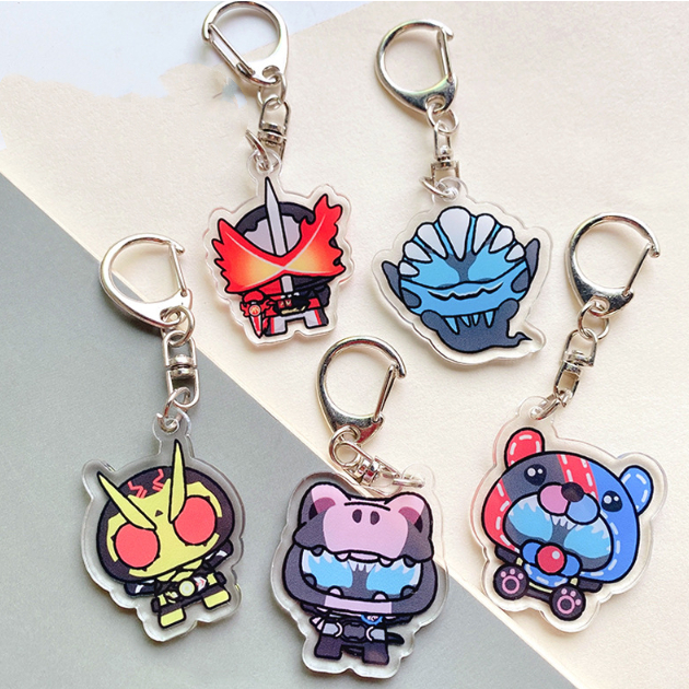 Anime Cartoon Kamen Rider Merchandise Acrylic Keychain Cute Superman Keyring Decoration Pendant