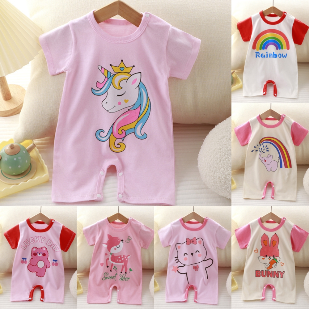 Cotton baby bodysuit baby clothes 0-24 months Pink Unicorn Cartoon Print Baby Bodysuit baby Romper baby onesies cute baby clothes newborn jumpsuit