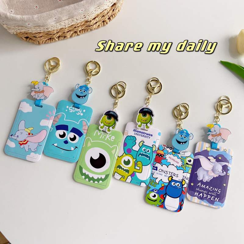 Monster University Stretchable ID Card Holder Cute Keychain Student Bus Card Cover Cartoon Children Business Bank Card Dumbo the Flying Elephant