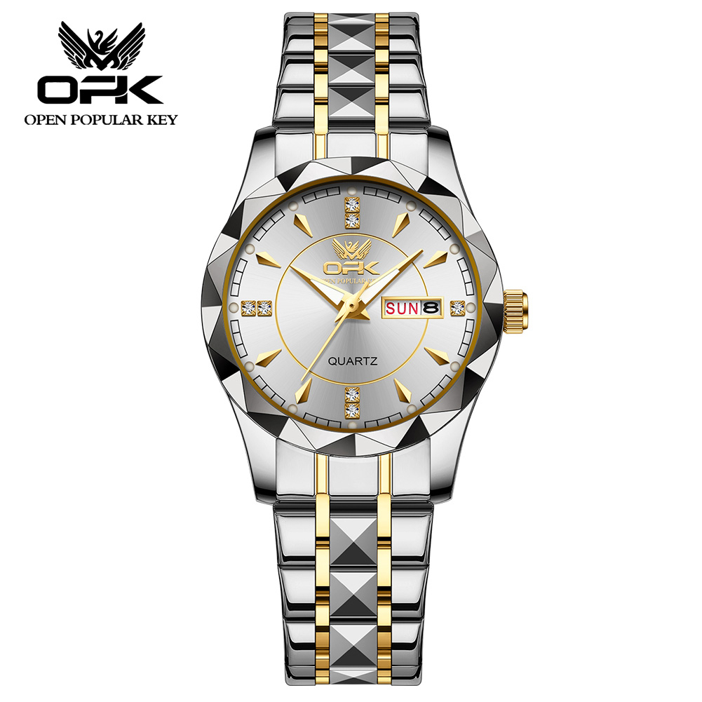 OPK Watch For Woman Gold Silver Women Waterproof Original With Box Relo Quartz Analog Stainless Steel Calendar Fashion Num Dial Leather Wrist Womens Watches 8151