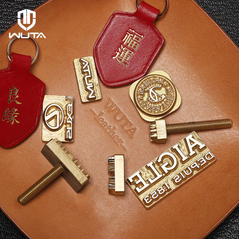 WUTA Custom Embossing Logo Stamp Iron Electric Handle Brass Stamp Seals Branding Iron Mould for Surface Stamping of Leather Handicrafts Custom Design Logo