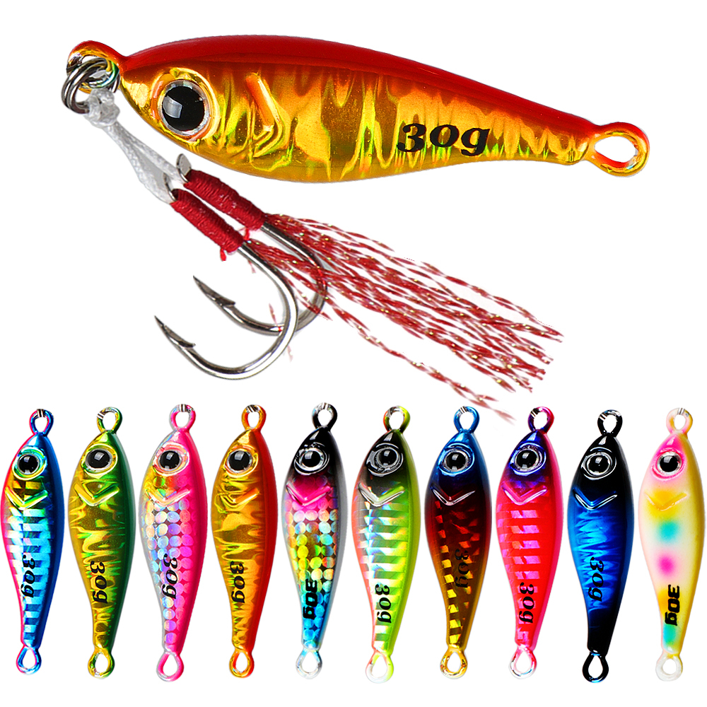 Fishing Jig Lure 20g/30g/40g/60g Deep Sea Fishing Lures Slow Jigging Artificial Lures with Double Fish Hook Slow Clamp