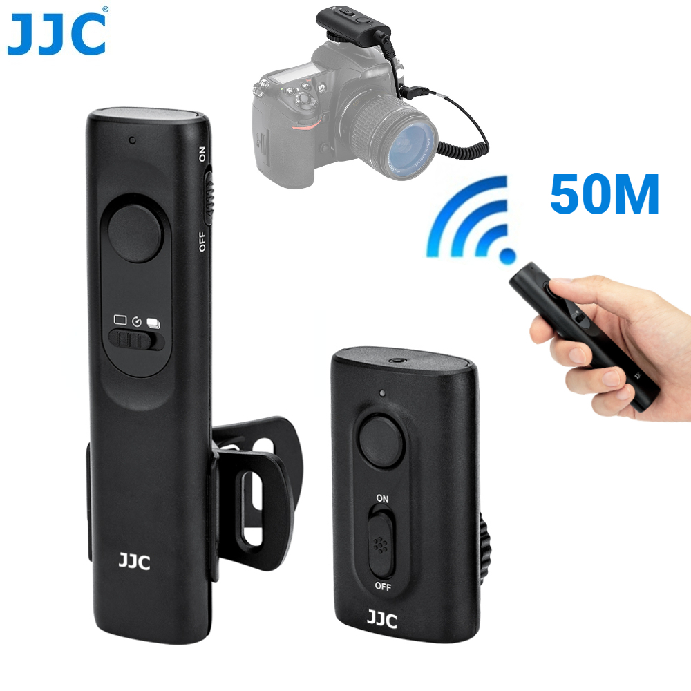 JJC RF-SWC 50 Meter Wireless Remote Control 2.4GHz Radio Shutter Release Stick Cable Switch Cord Delay Shot / Continuou Shot / Bulb Shot for DSLR Camera Canon EOS R10 R8 R7 R6