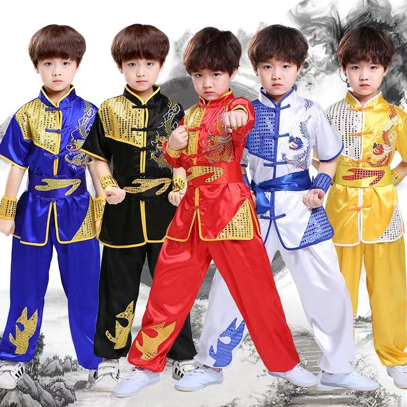 Traditional Chinese Wushu Clothing Short Sleeve Tai Chi Uniform Adult Kungfu Outfits New Year Stage Performance Hanfu Top+pant+bet Costumes