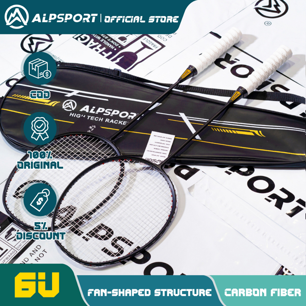 ALP XHP 2Pcs 6U 72g Ultralight Raket G4 T700 Original Design 100% Full Carbon Fiber Strung Badminton Racket With String Bag And Grips