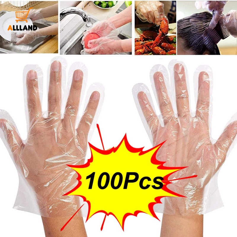 100Pcs/Pack Eco-friendly Disposable PE Gloves/ Kitchen Food Grade Transparent Plastic Gloves for Restaurant Hotel