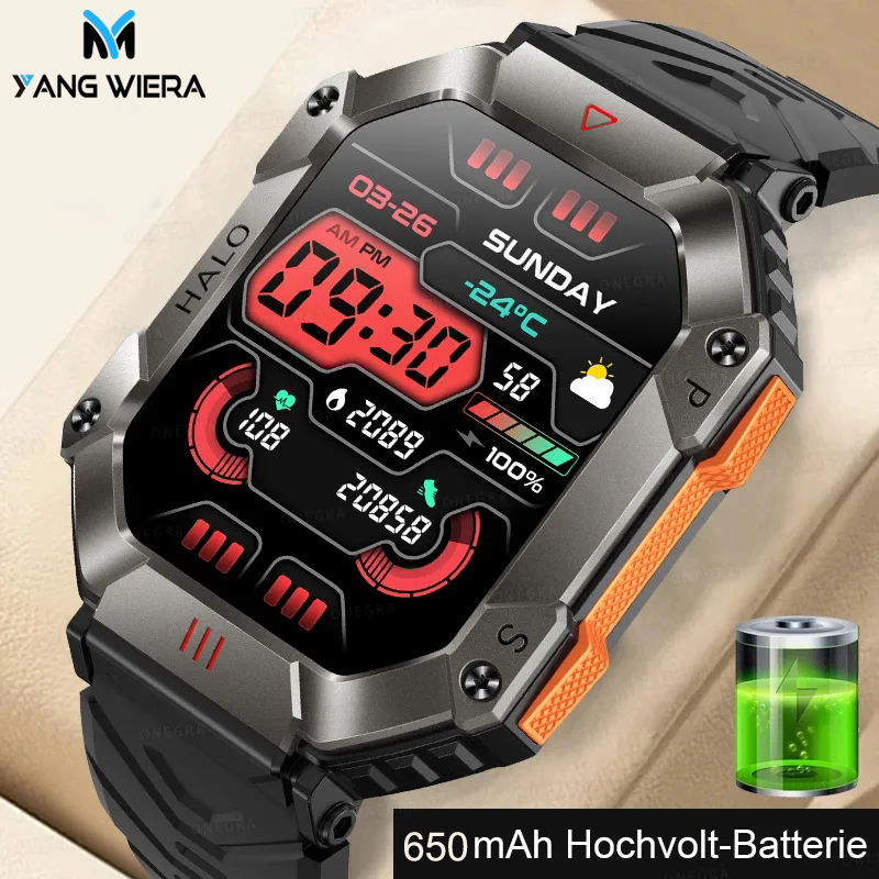 2023 New Military Smart Watch Men IP67 Waterproof 650mAh Battery Ultra Long Standby Compass Bluetooth Call Outdoor Sports Smartwatch