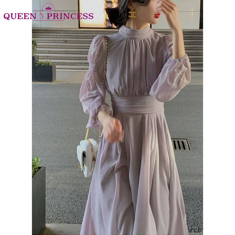 Queen Princess Dress Women Korean Style Greek Goddess French Dress Temperament Celebrity Unique Purple Dress Princess Dress Elegant Prom Dress