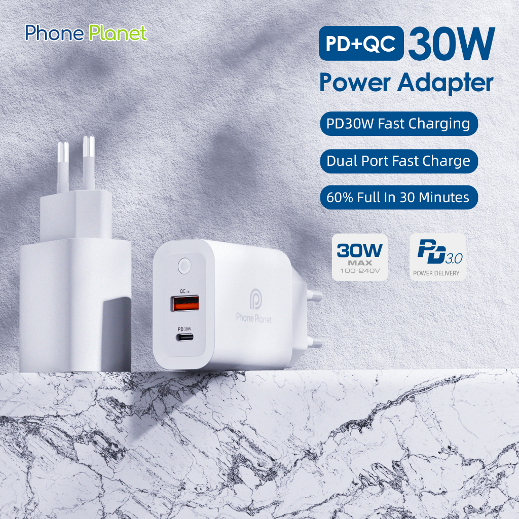 Phone Planet 30W USB Type C Quick Charger QC 3.0 PD For iPhone 14 Pro Max 13 Fast Charging