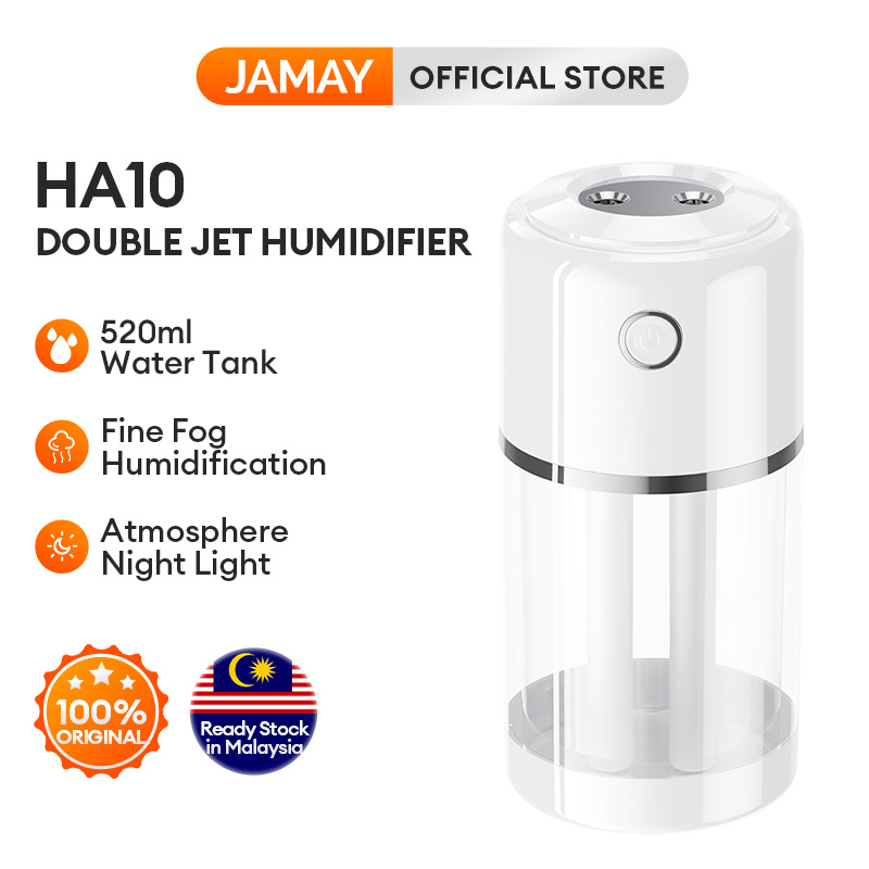 JAMAY HA10 Portable Humidifier Aroma Diffuser (520ml) Wireless Dual Nozzle with Ambient Light