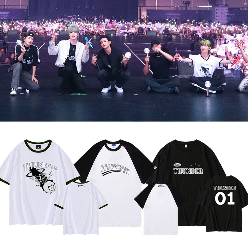 Kpop ATEEZ 2023 concert BREAK THE WALL album same style cotton short-sleeved casual summer women's T-shirt loose Harajuku male/female oversized fashion round neck shirt clothes